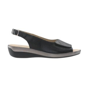 C20G11 Sandalia de senhora ajustavel com fivela e velcro Comfy Miami Preto 1