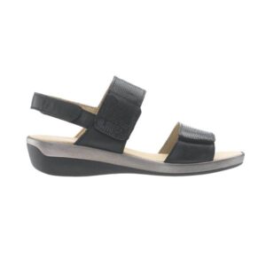 C23G11 Sandalia de senhora ajustavel com 2 velcros Comfy Bora Bora Preto 1