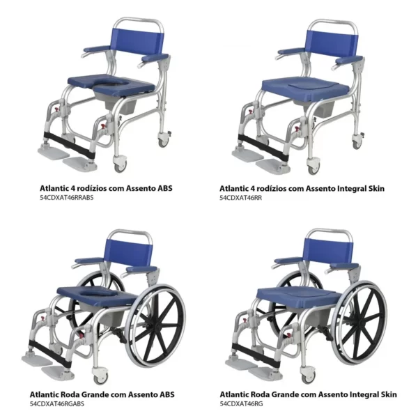 54CDXAT46   Cadeira de banho e sanitária com rodas Atlantic   4 modelos 1200x1200