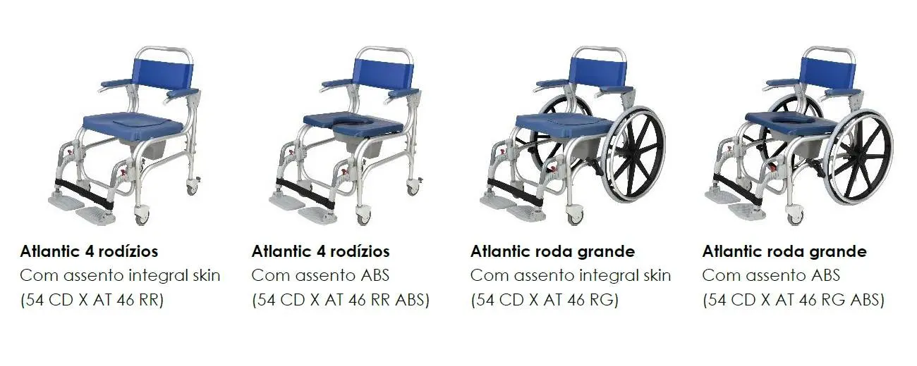 54CDXAT46 Cadeira de banho e sanitária com rodas Atlantic 4 modelos