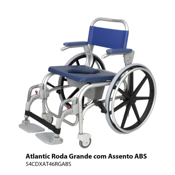 54CDXAT46RGABS   Cadeira de banho e sanitária com rodas Atlantic roda 600 mm ABS   a1